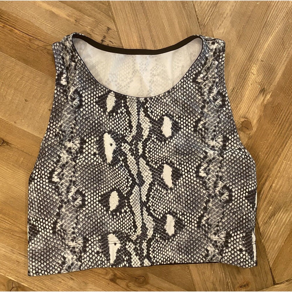 Adam Selman Sport Racer Crop Top Python‎ Print Women’s Size Large - Picture 3 of 6